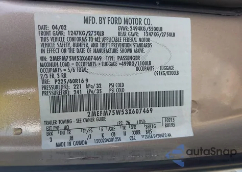 2003 Mercury Grand Marquis Ls from USA, damaged, VIN 2MEFM75W53X607469